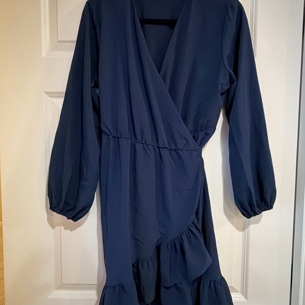 Elegant Navy Wrap Dress